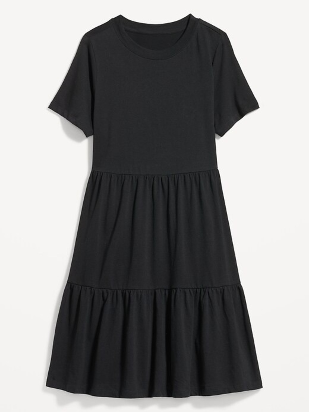 Old Navy Tiered Mini Swing T-Shirt Dress Ruffle Short Sleeve in Black Jack